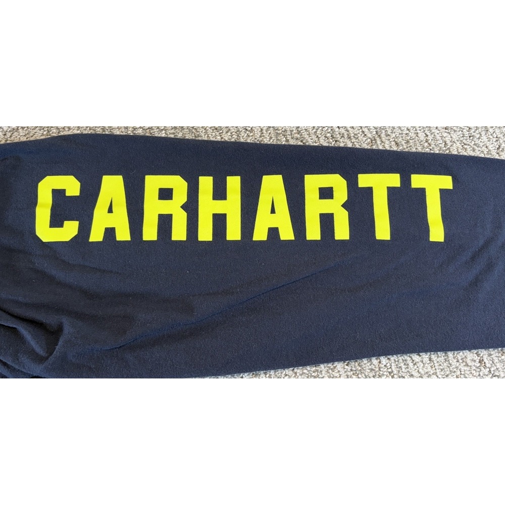 Carhartt Force Hoodie Shirt Mens XL Navy Blue Relaxed Fit Stretch Workwear - Picture 4 of 9